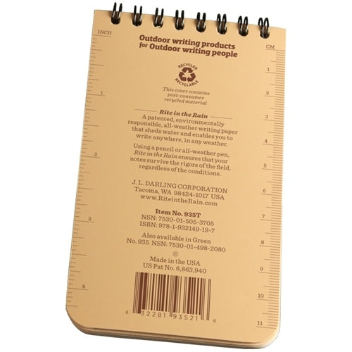 Rite in the Rain Spiral Notebook- Desert Tan- 3x5