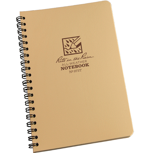 Rite in the Rain Side Spiral Notebook- Desert Tan- 4 5/8" x 7"