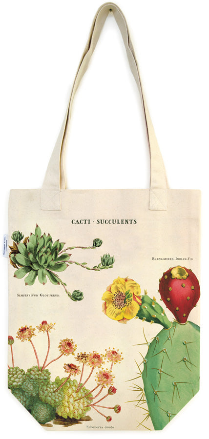 Succulents Vintage Tote Bag features reproductions of gorgeous vintage succulent images- various cacti and their blooms adorn this tote bag.