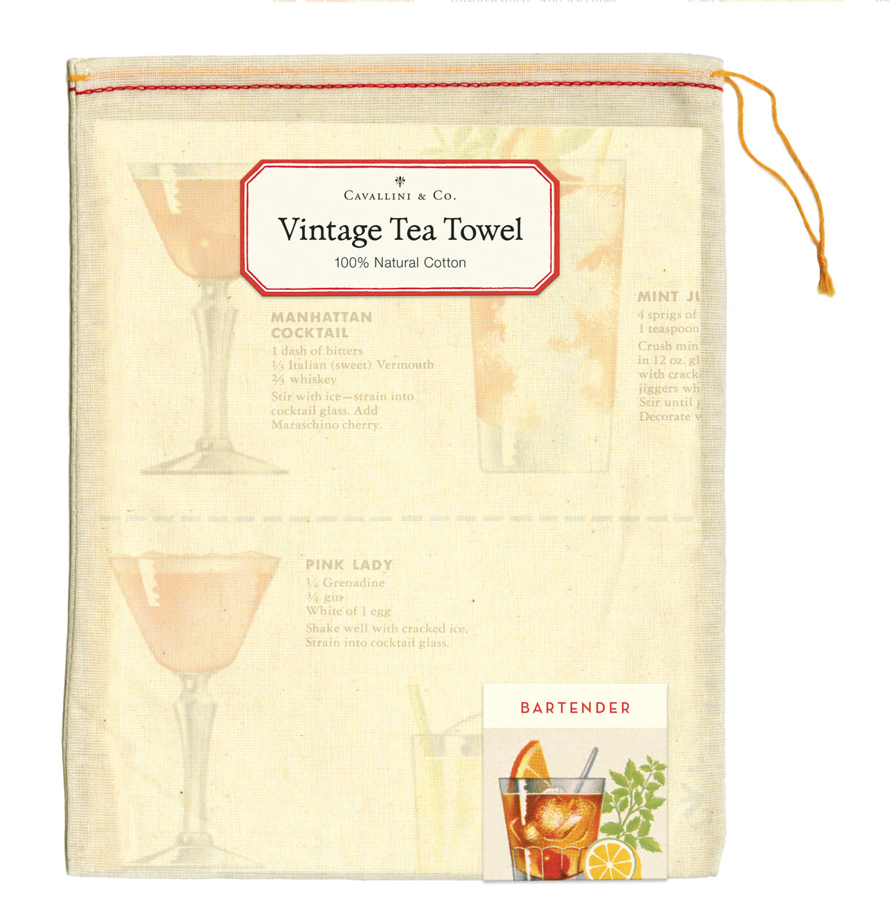 Cavallini & Co. natural cotton tea towels measure 19" x 31.75" (48cm x 80cm).