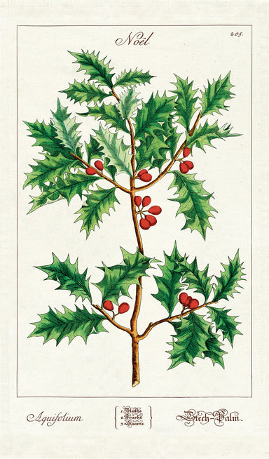 Cavallini & Co. Christmas Holly Holiday Cotton Tea Towel