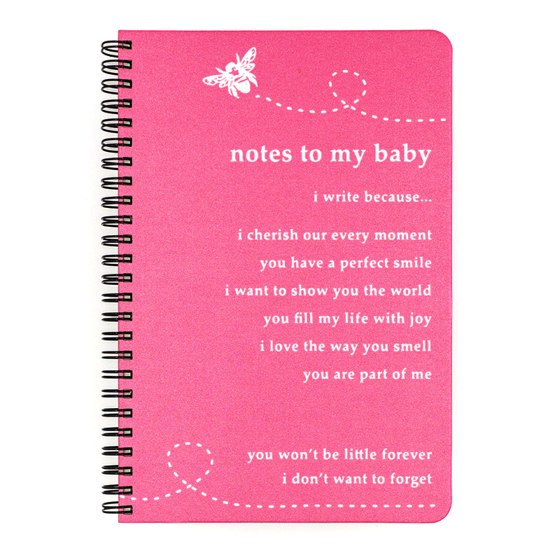 This notebook is printed in white ink on the cover color of your choice.