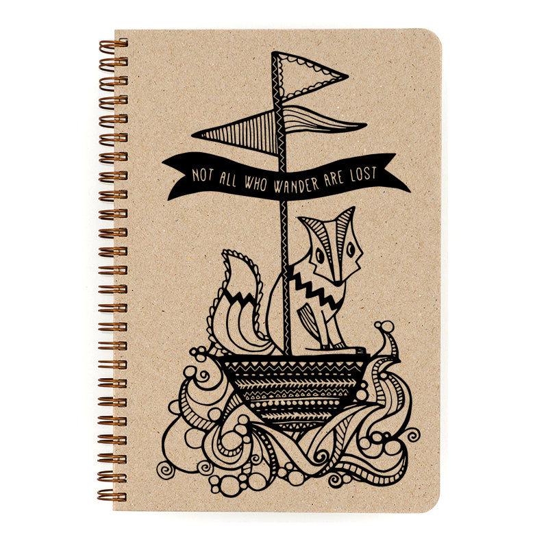 Make My Notebook Not All Who Wander Spiral Bound Notebook-  the Natural cover notebook is perfect for anyone wanting to personalize a Make My Notebook cover. 