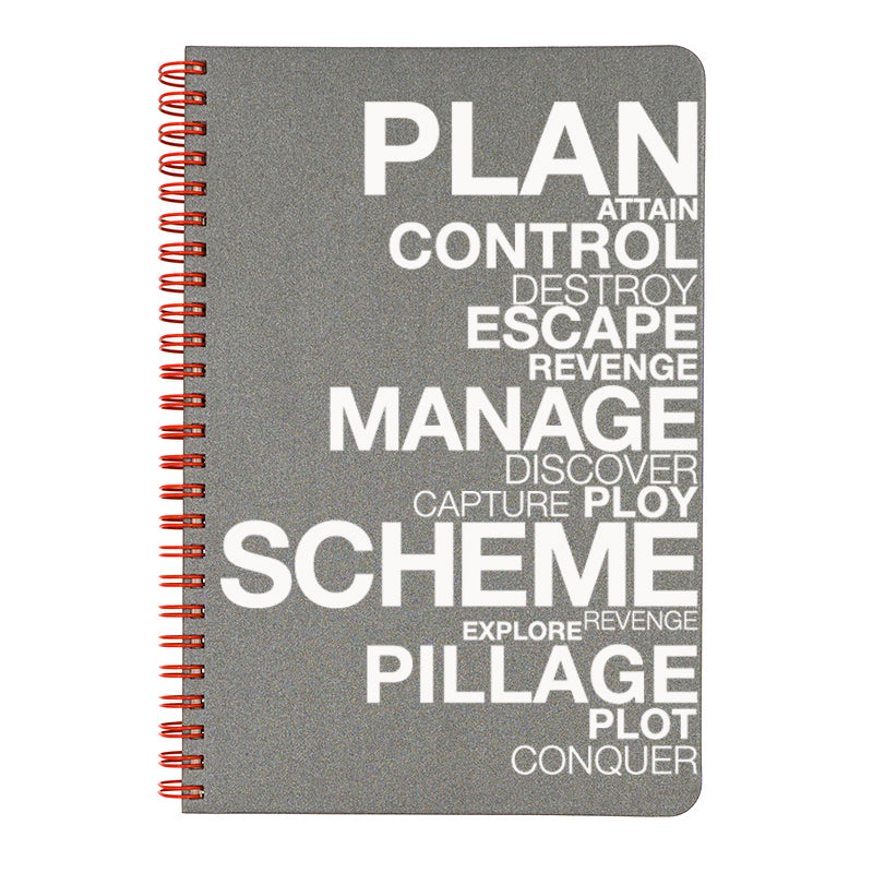 Plan and Scheme small Make My Notebook spiral bound notebook in grey.