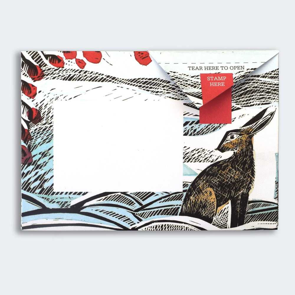 Pigeon Post- Wonderfully Wild with rabbit Illustration  and address area 