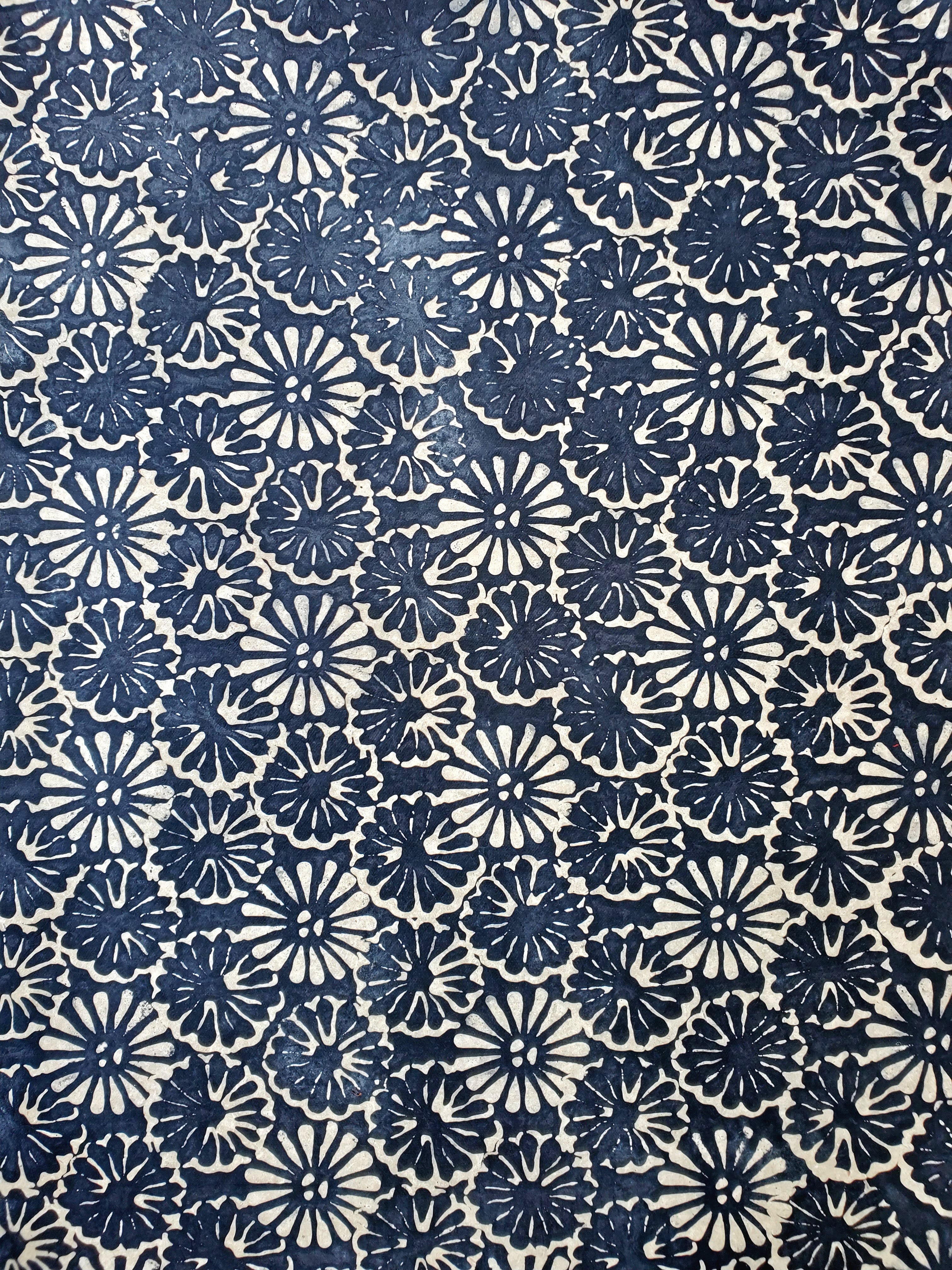 Batik Floating Flower Lokta Paper- Black