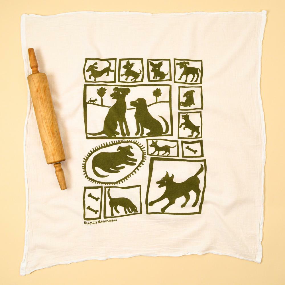 Kei & Molly Flour Sack Cotton Tea Towel- Dogs