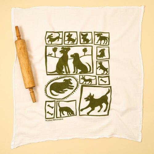 Kei & Molly Flour Sack Cotton Tea Towel- Dogs