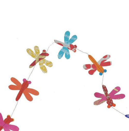 Handmade Lokta Paper Garland- Dragonfly