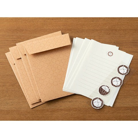 Midori Hedgehog Letter Set with Stickers- set of 4