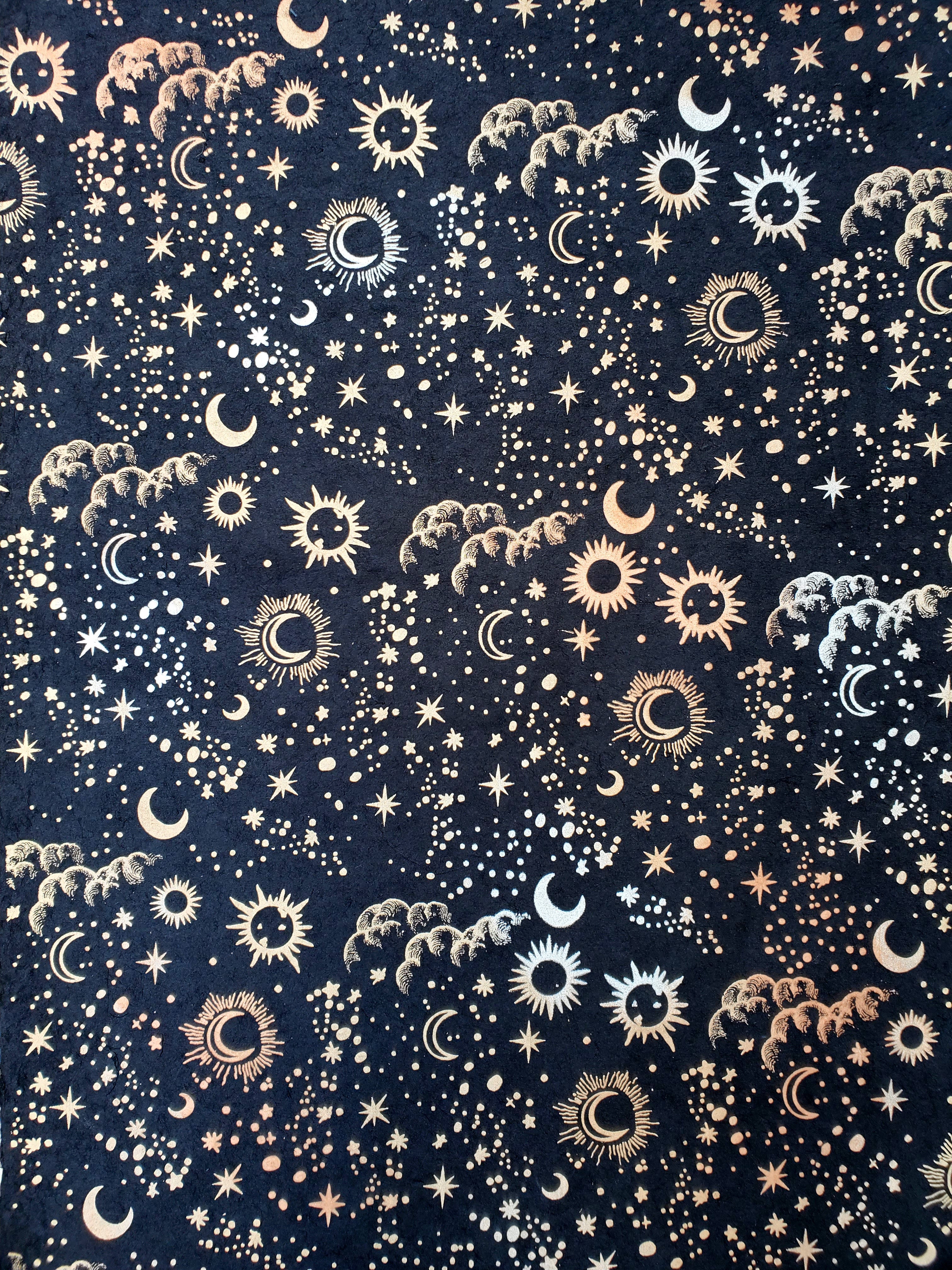 Night Sky Lokta Paper- Gold & Silver on Black