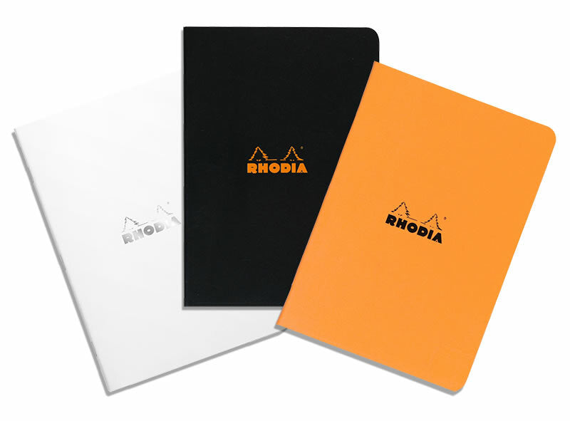 Rhodia A5 Size Side-Stapled Notebook with Orange Cover- 6 x 8 ¼  inches