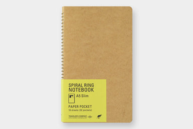 TRAVELER'S COMPANY SPIRAL RING NOTEBOOK- Paper Pocket- Vertical A5 Slim