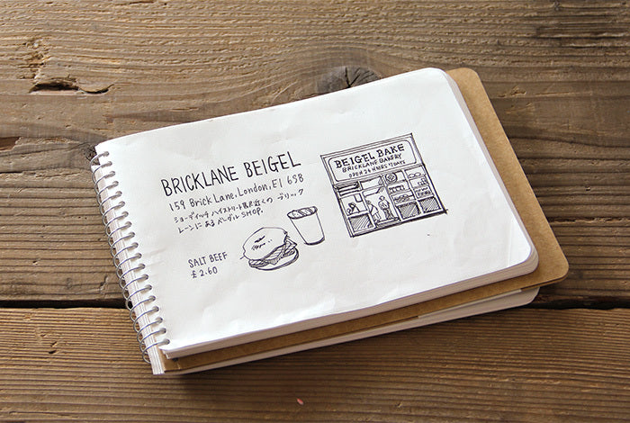 TRAVELER'S COMPANY SPIRAL RING NOTEBOOK- Blank MD White Paper- Horizontal B6