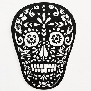 Two Hands Made- Black Sugar Skull Vinyl Sticker.  Keep Dia de Los Muertos alive all year long with this sticker. 