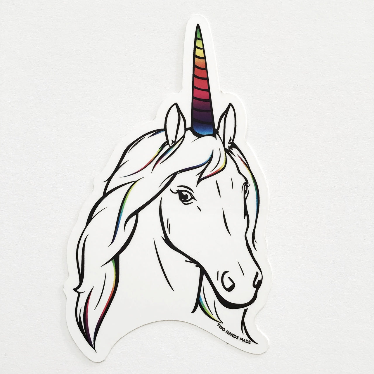 Two Hands Made- Unicorn Vinyl Sticker. Unicorns! Who doesn't love them! This shy creature will remind you of the magic in your life.