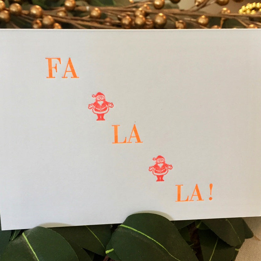 Letterpress – DIY Holiday Cards Class Sample "FA LA LA!"