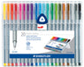 Staedtler Triplus Fineliner .3 mm Colored Pens- This set of twenty .3 mm colored pens is the perfect travel companion for those needing a wide range of colors. 