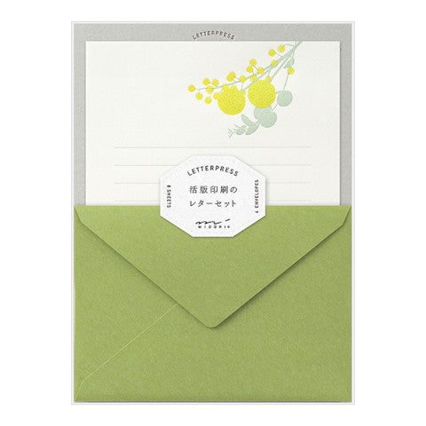 Midori Letterpress  Yellow Bouquet Letter Set