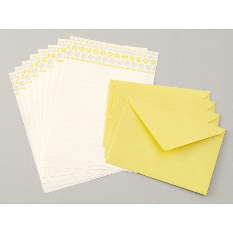 Midori Letterpress Yellow Flowers Letter Set