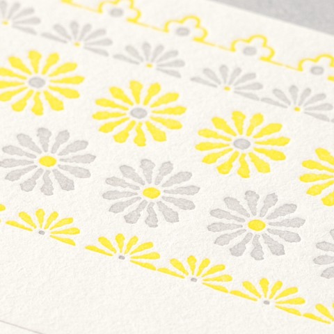 Midori Letterpress Yellow Flowers Letter Set